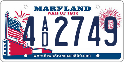 MD license plate 4AD2749