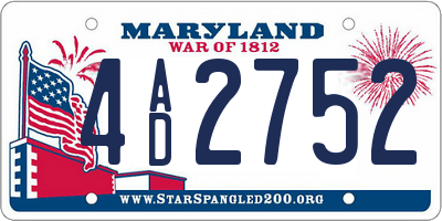 MD license plate 4AD2752