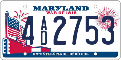 MD license plate 4AD2753