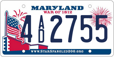 MD license plate 4AD2755