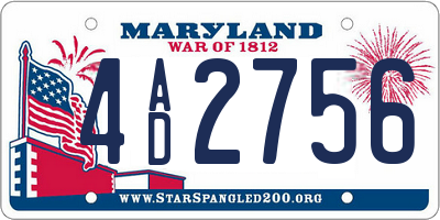 MD license plate 4AD2756