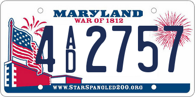MD license plate 4AD2757
