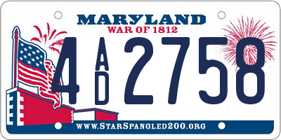 MD license plate 4AD2758
