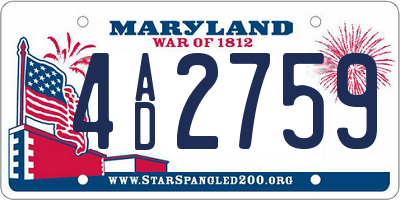 MD license plate 4AD2759