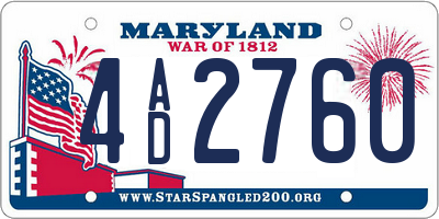 MD license plate 4AD2760