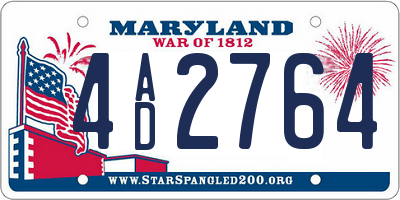 MD license plate 4AD2764