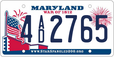 MD license plate 4AD2765
