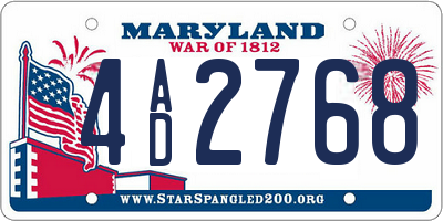 MD license plate 4AD2768