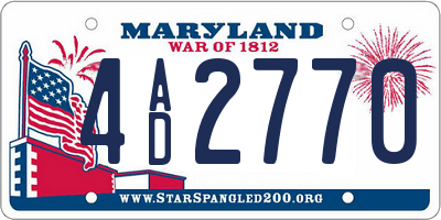 MD license plate 4AD2770