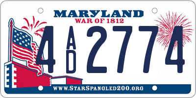 MD license plate 4AD2774