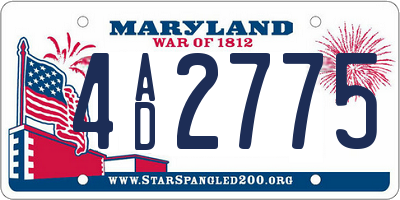 MD license plate 4AD2775