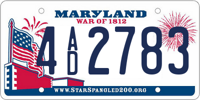 MD license plate 4AD2783