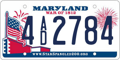 MD license plate 4AD2784