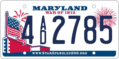 MD license plate 4AD2785