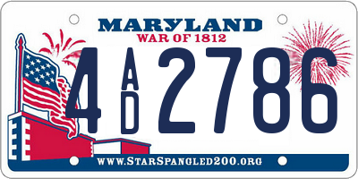 MD license plate 4AD2786