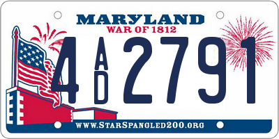 MD license plate 4AD2791