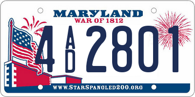 MD license plate 4AD2801