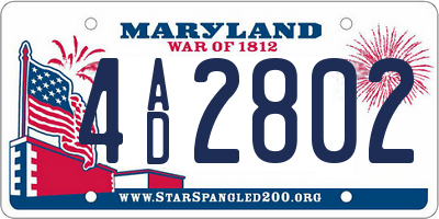 MD license plate 4AD2802