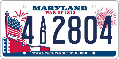 MD license plate 4AD2804