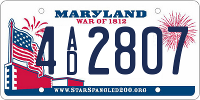 MD license plate 4AD2807