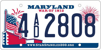 MD license plate 4AD2808