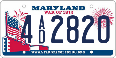 MD license plate 4AD2820