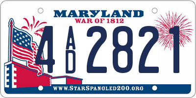 MD license plate 4AD2821