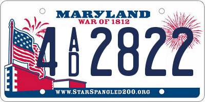 MD license plate 4AD2822