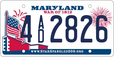 MD license plate 4AD2826