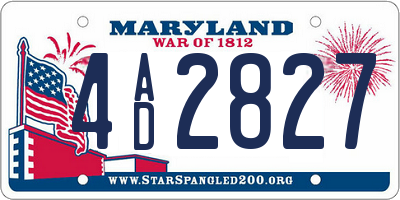 MD license plate 4AD2827