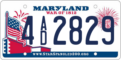 MD license plate 4AD2829