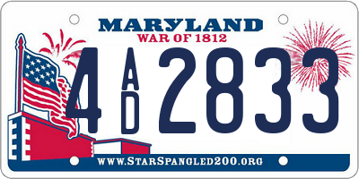 MD license plate 4AD2833