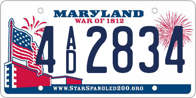 MD license plate 4AD2834