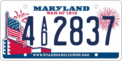 MD license plate 4AD2837