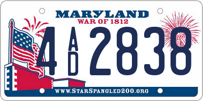 MD license plate 4AD2838