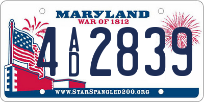 MD license plate 4AD2839