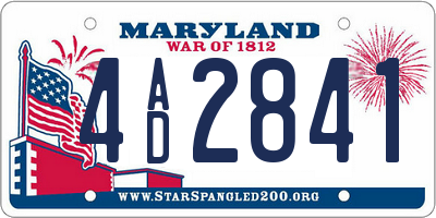MD license plate 4AD2841