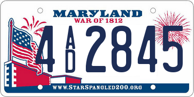 MD license plate 4AD2845