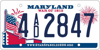 MD license plate 4AD2847