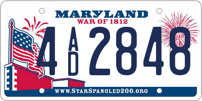 MD license plate 4AD2848