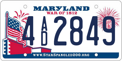 MD license plate 4AD2849