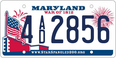 MD license plate 4AD2856