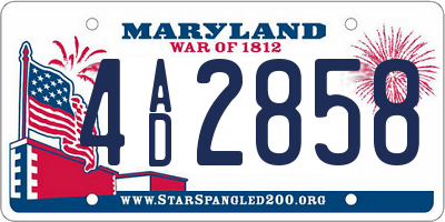 MD license plate 4AD2858