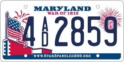 MD license plate 4AD2859