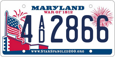 MD license plate 4AD2866