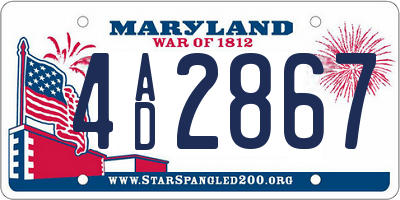 MD license plate 4AD2867