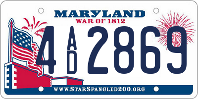 MD license plate 4AD2869
