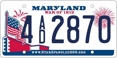 MD license plate 4AD2870