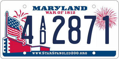 MD license plate 4AD2871