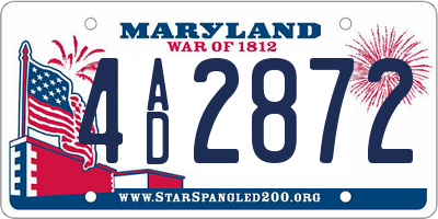 MD license plate 4AD2872